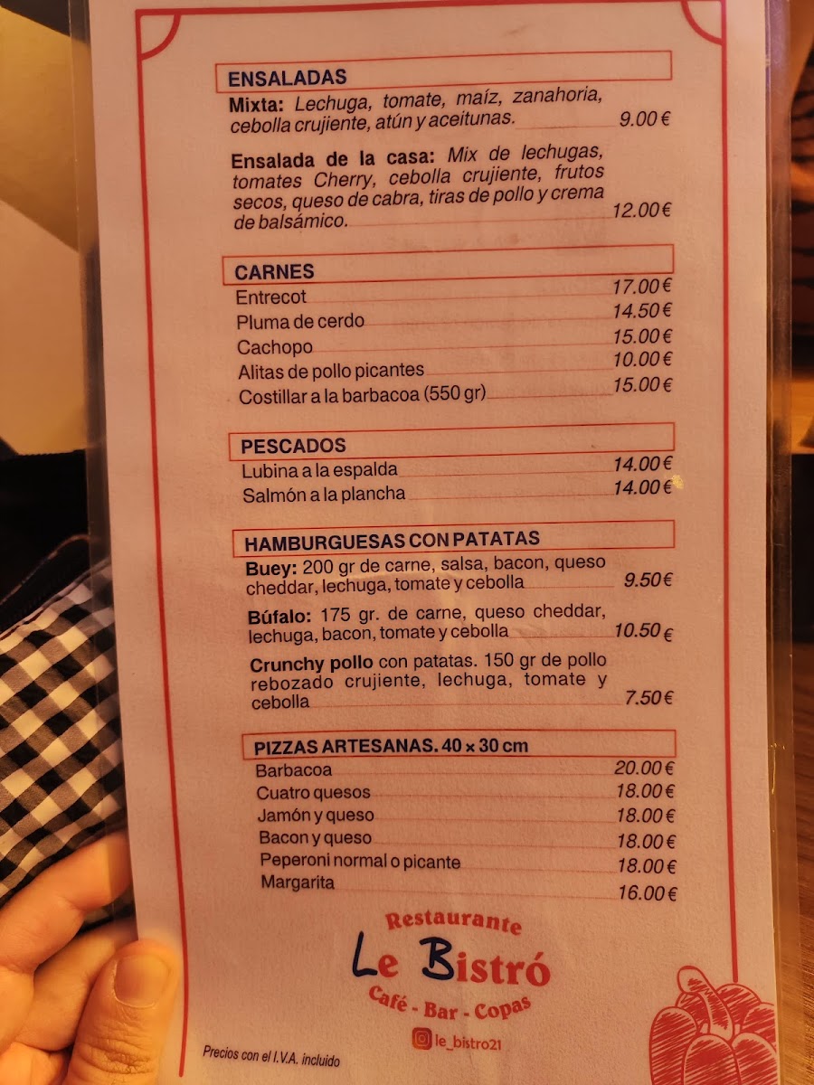 Le Bistró Photo Menu 2