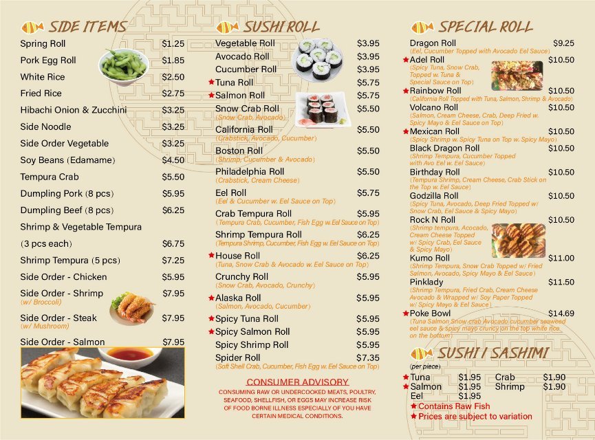 Kumo Sushi & Hibachi Photo Menu 1