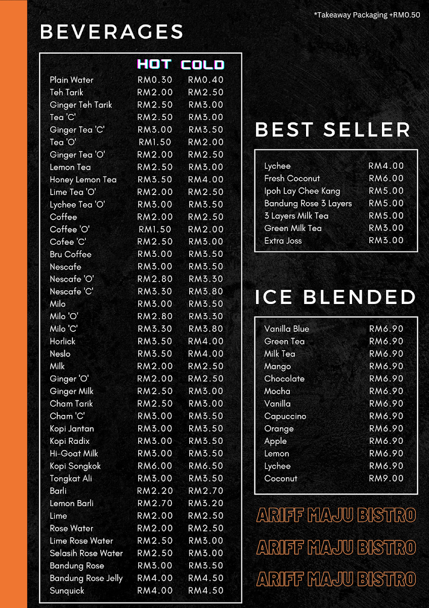 Ariff Maju Bistro Photo Menu 1