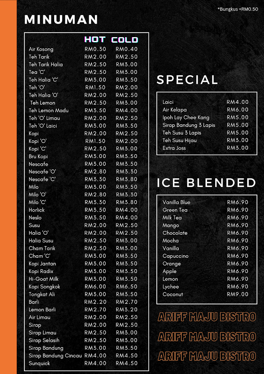Ariff Maju Bistro Photo Menu 2