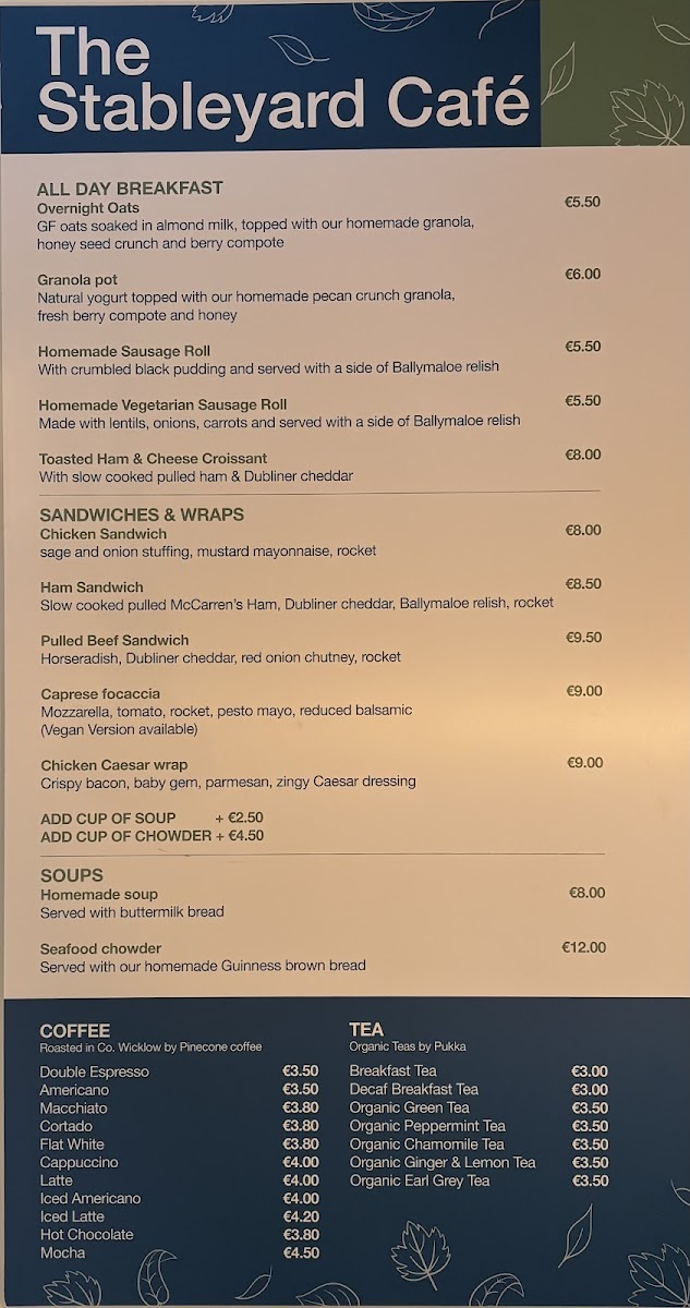 The Stableyard Cafe, Stable Yard, Cabinteely Park Photo Menu 1