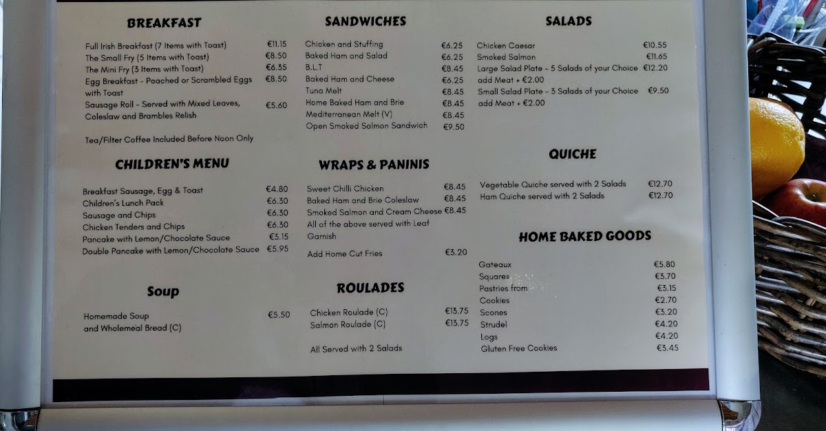 The Stableyard Cafe, Stable Yard, Cabinteely Park Photo Menu 3