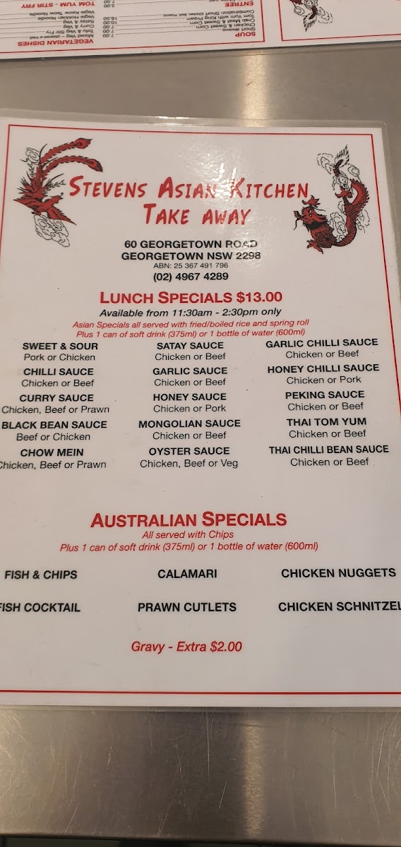 Steven's Asian Kitchen Take Away Photo Menu 7