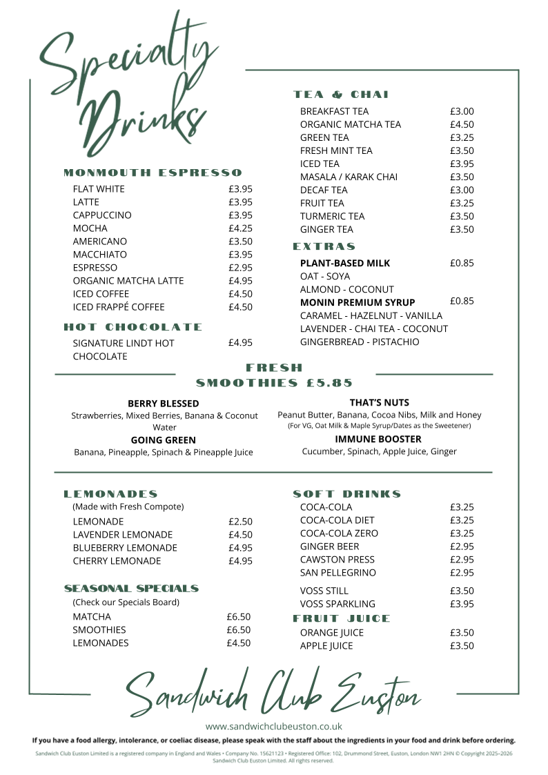 Sandwich Club Euston Photo Menu 1