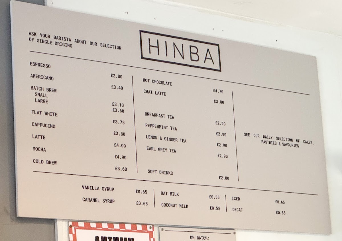 Hinba Speciality Coffee Photo Menu 1