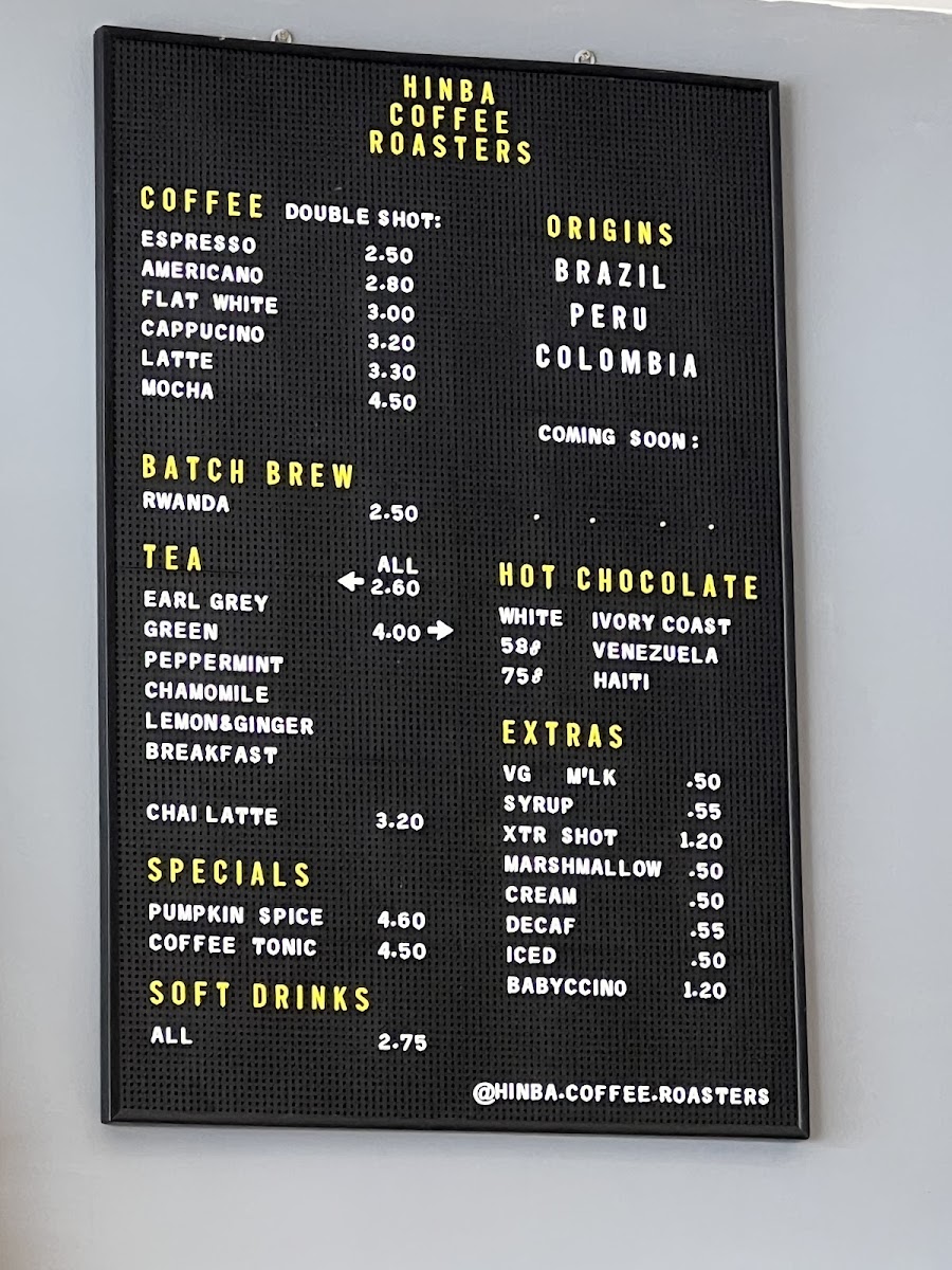 Hinba Speciality Coffee Photo Menu 2