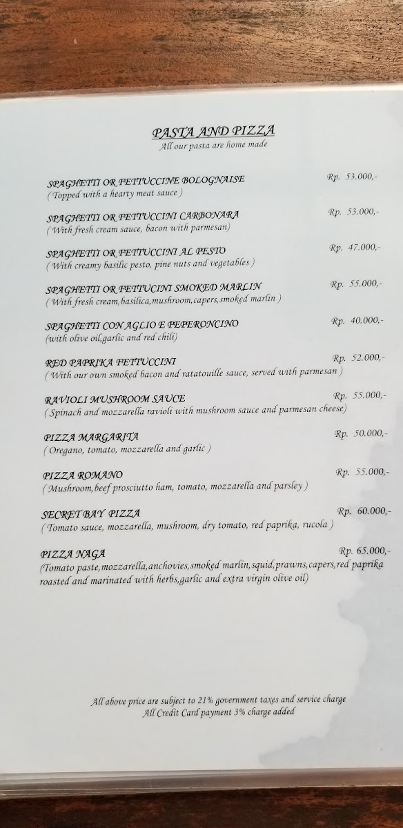 Secret Bay restaurant Photo Menu 9
