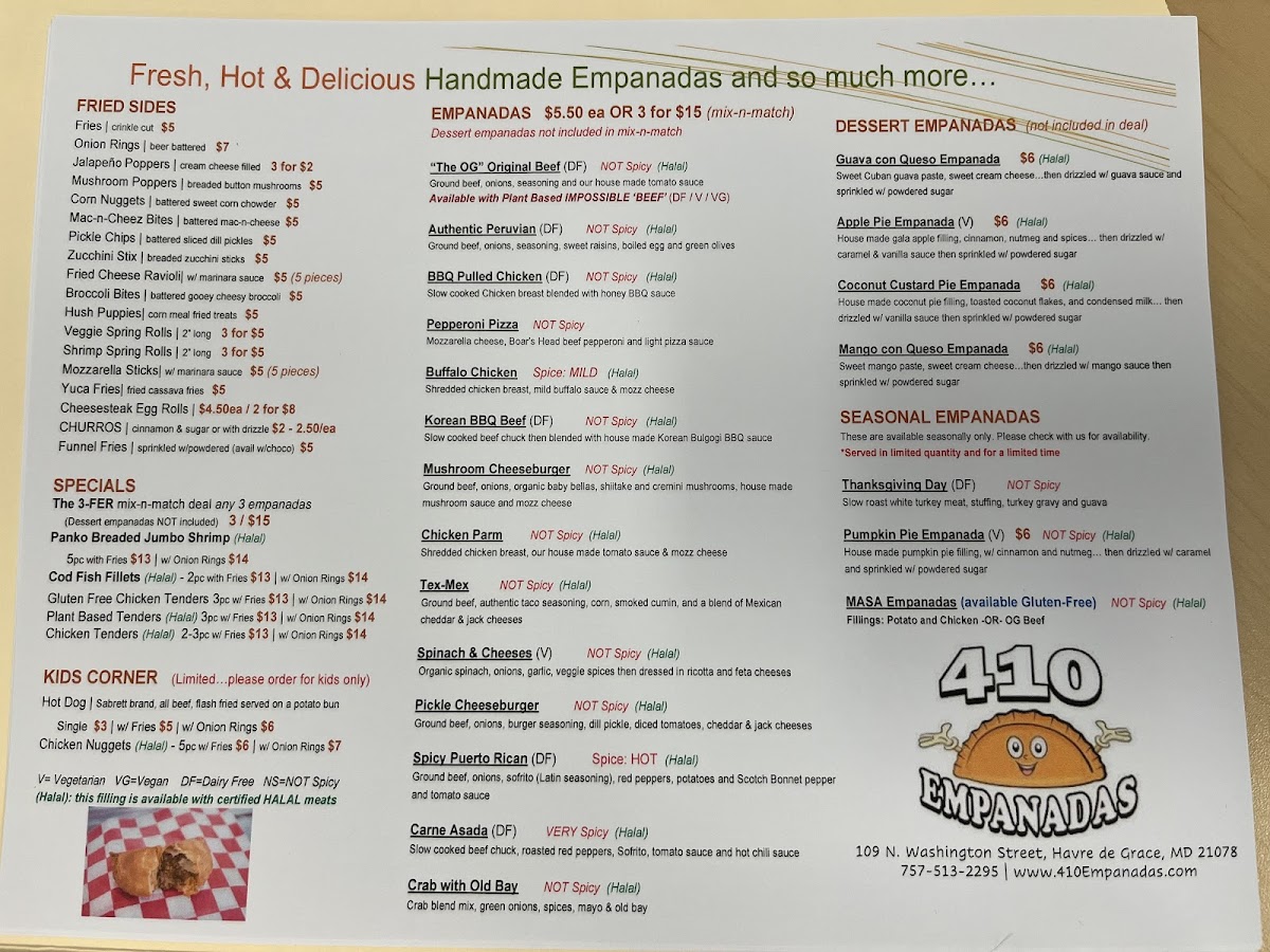 410 Empanadas Photo Menu 1