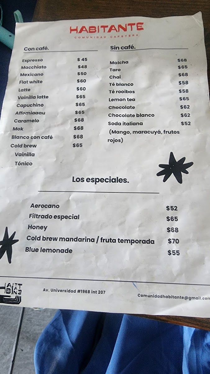 Café Habitante Photo Menu 1