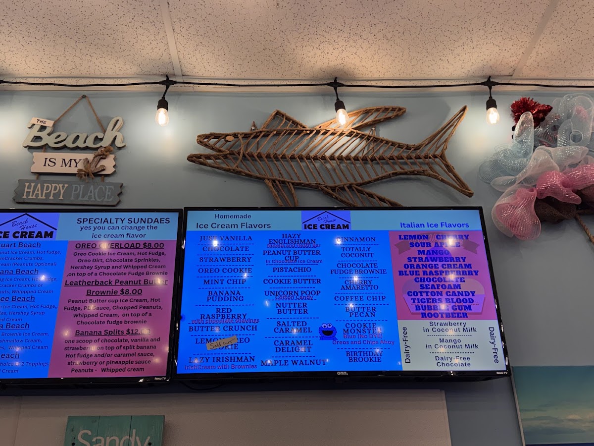 Beach House Ice Cream Photo Menu 2