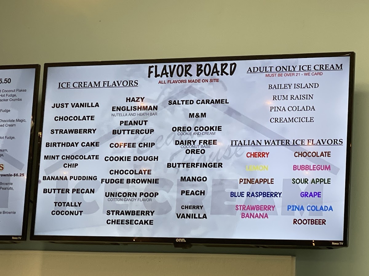 Beach House Ice Cream Photo Menu 3
