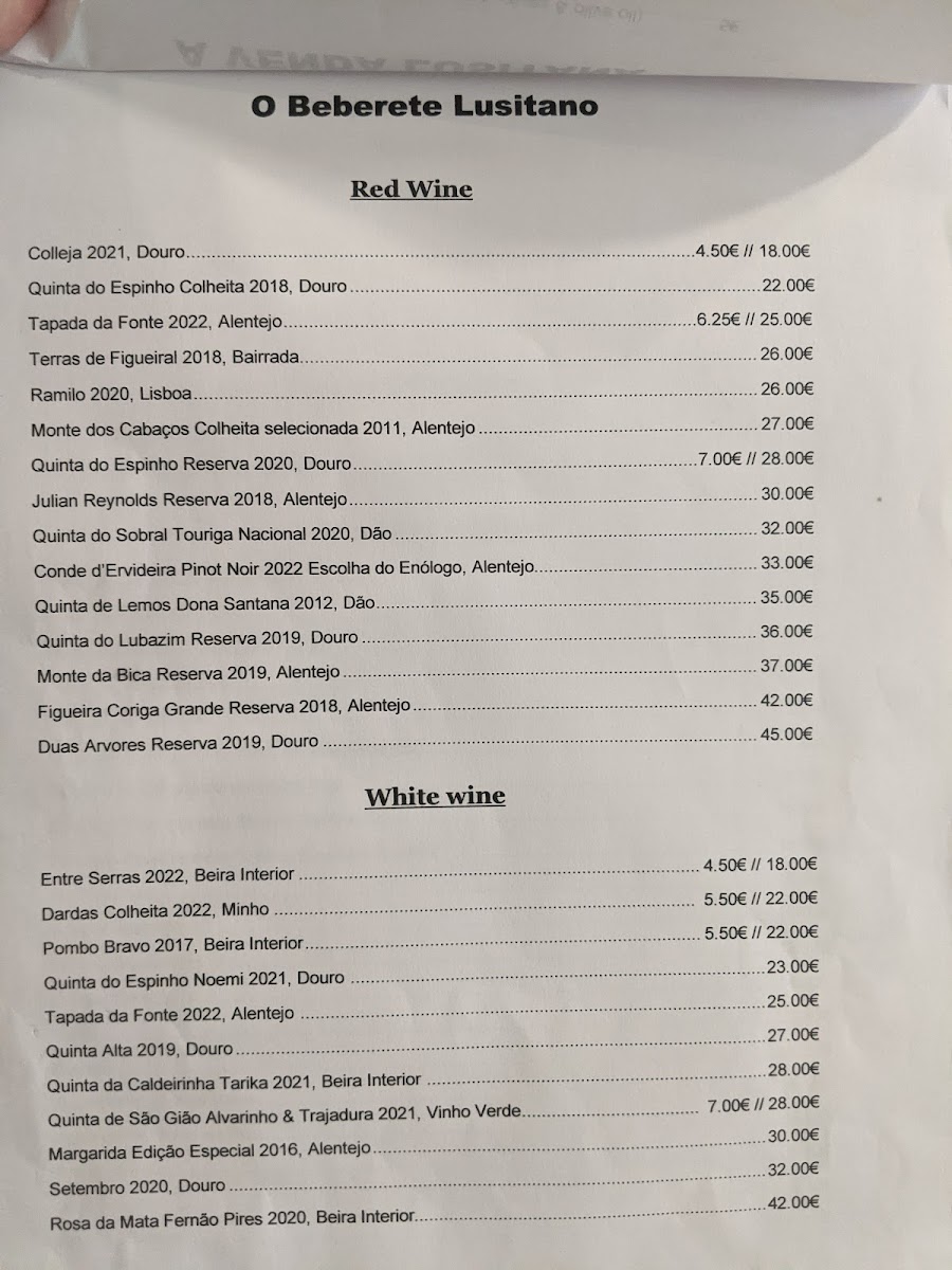 A Venda Lusitana Photo Menu 1