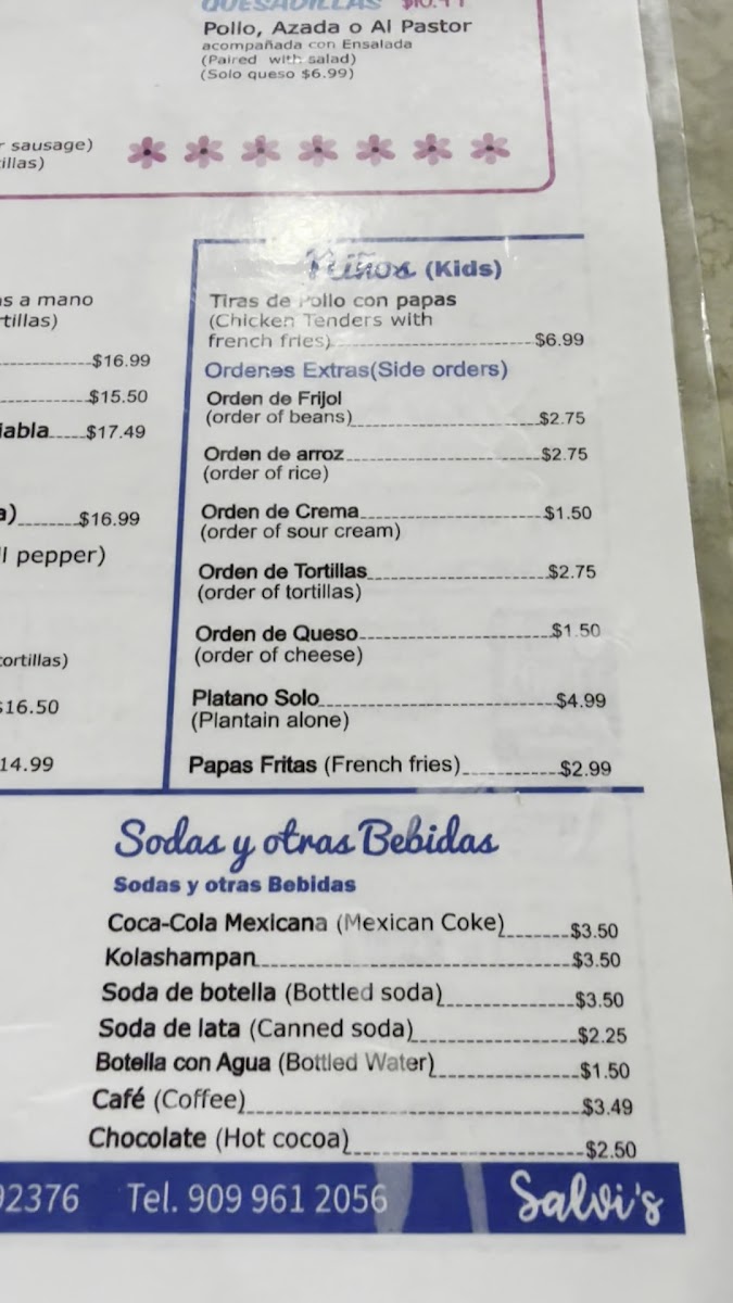 Pupuseria Salvi’s Rialto Photo Menu 1
