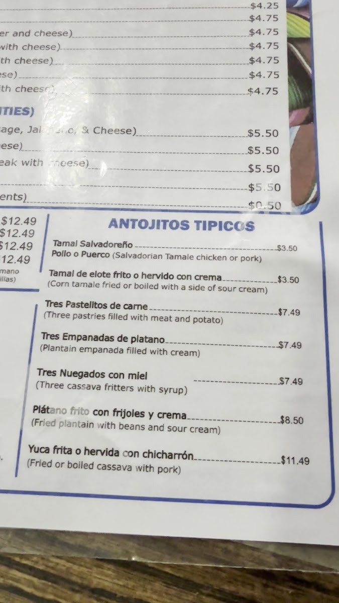 Pupuseria Salvi’s Rialto Photo Menu 2
