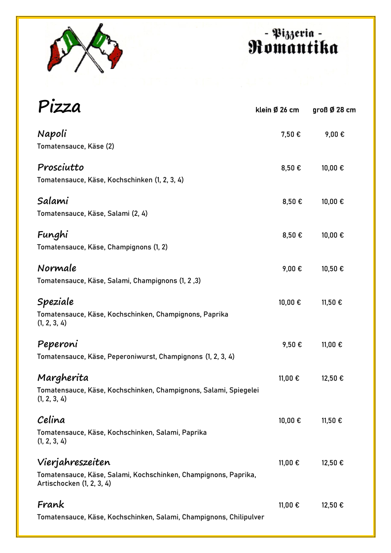 Pizzeria Romantika Photo Menu 1