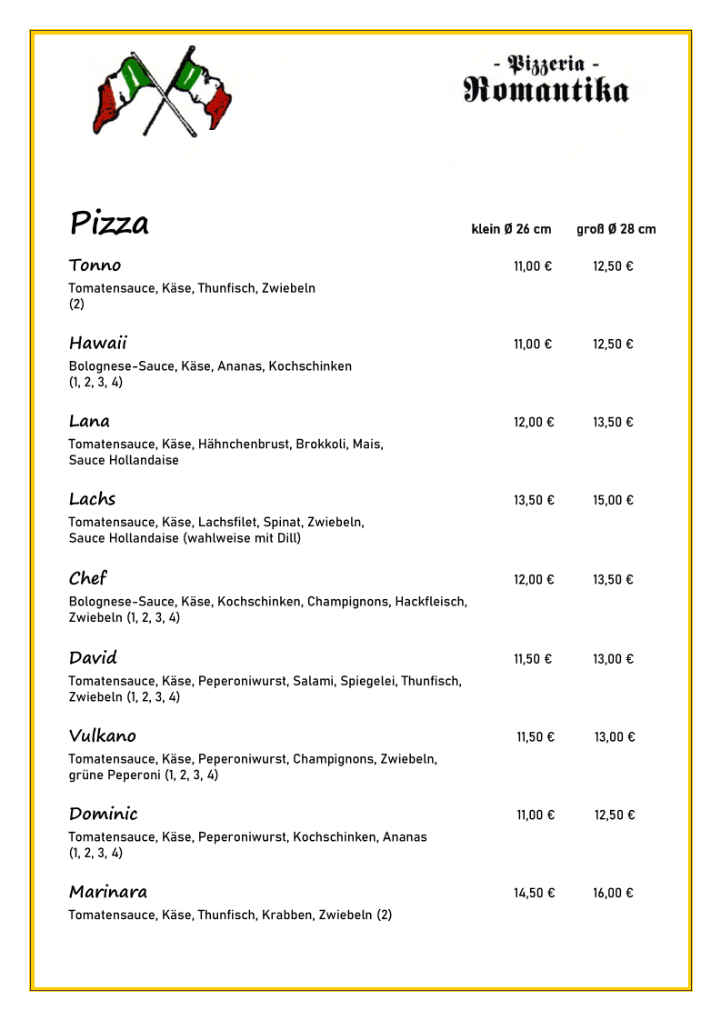 Pizzeria Romantika Photo Menu 2