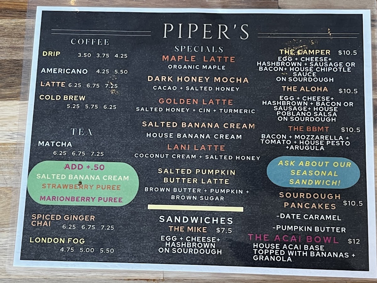 Piper’s Cafe Photo Menu 2