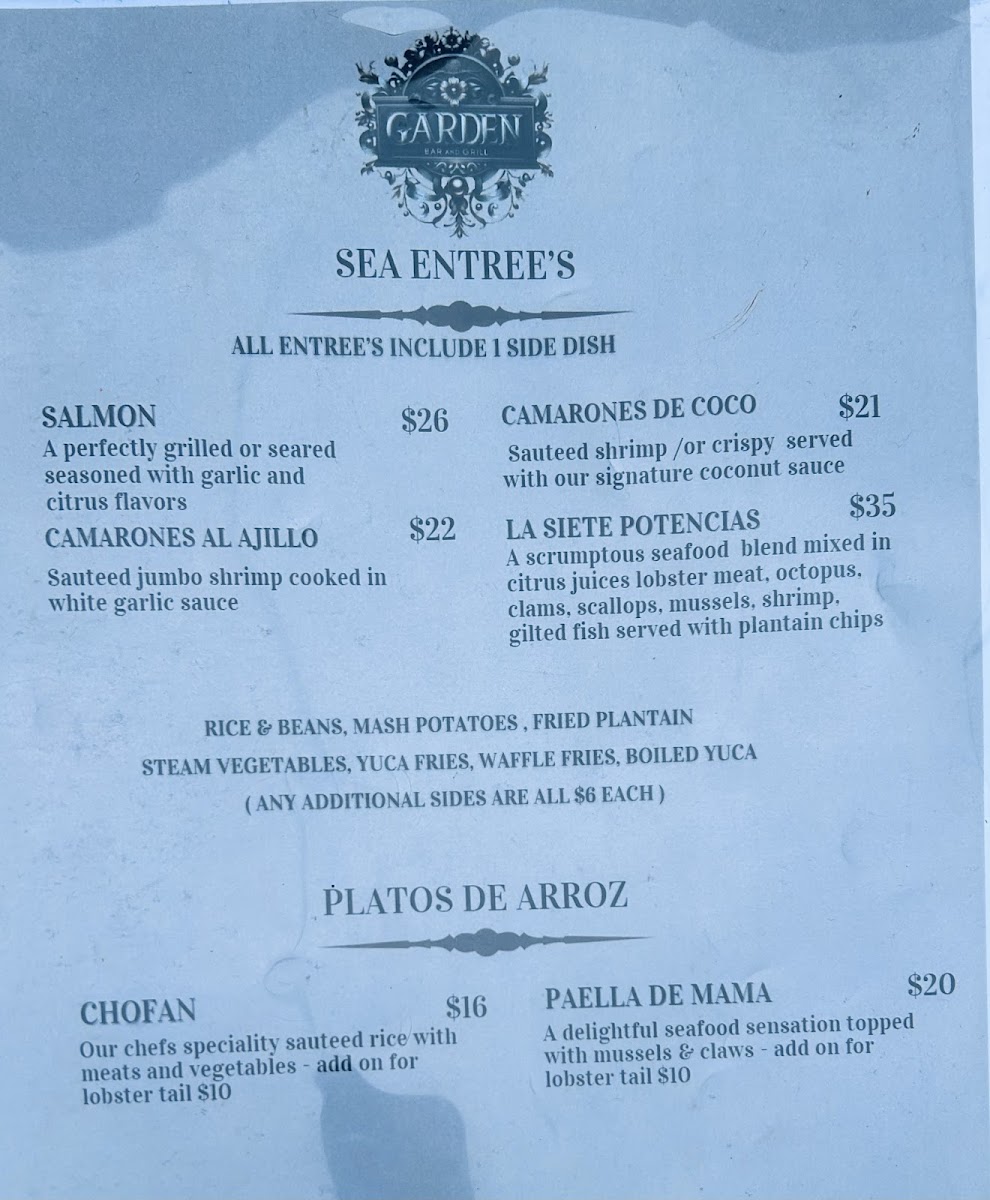 Garden Bar & Grill Photo Menu 1