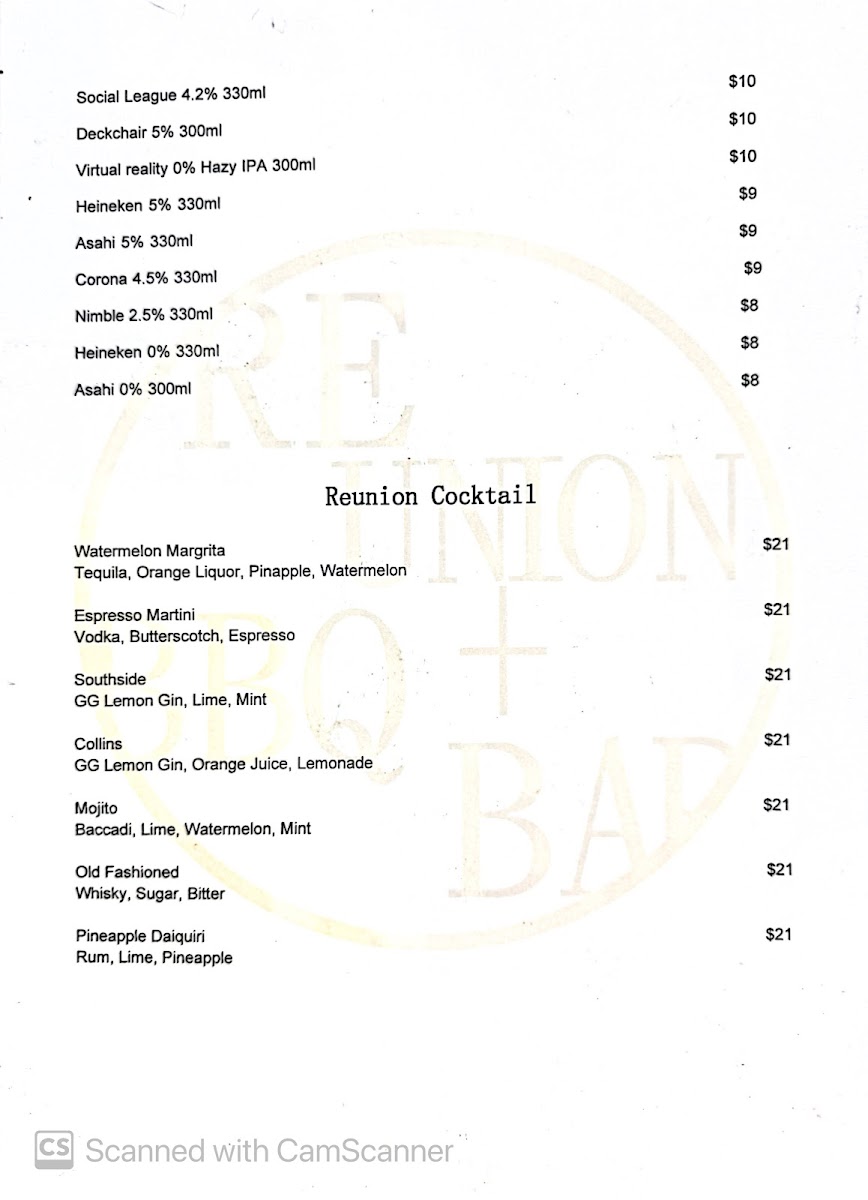 Reunion BBQ+Bar 大隐烤肉 Photo Menu 5