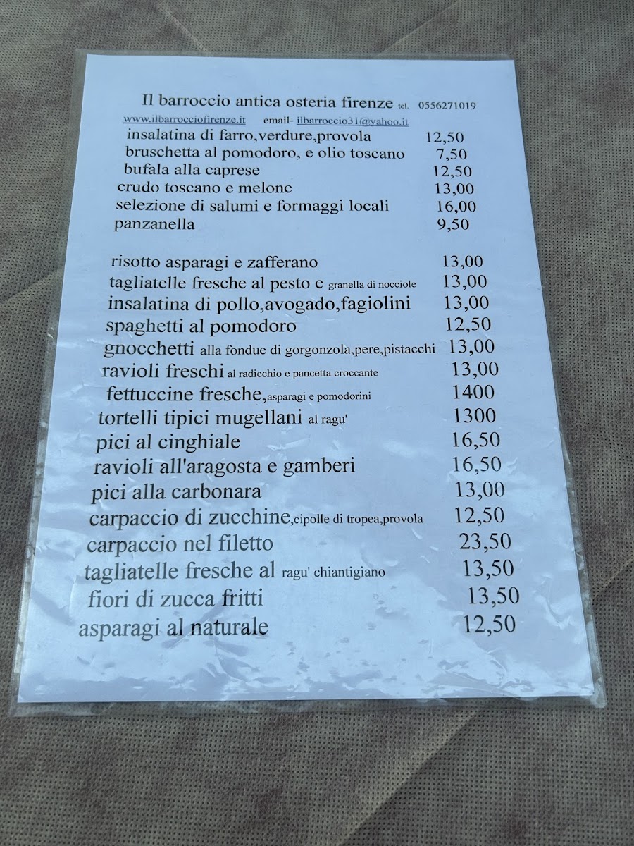 Il Barroccio Antica Osteria Photo Menu 1
