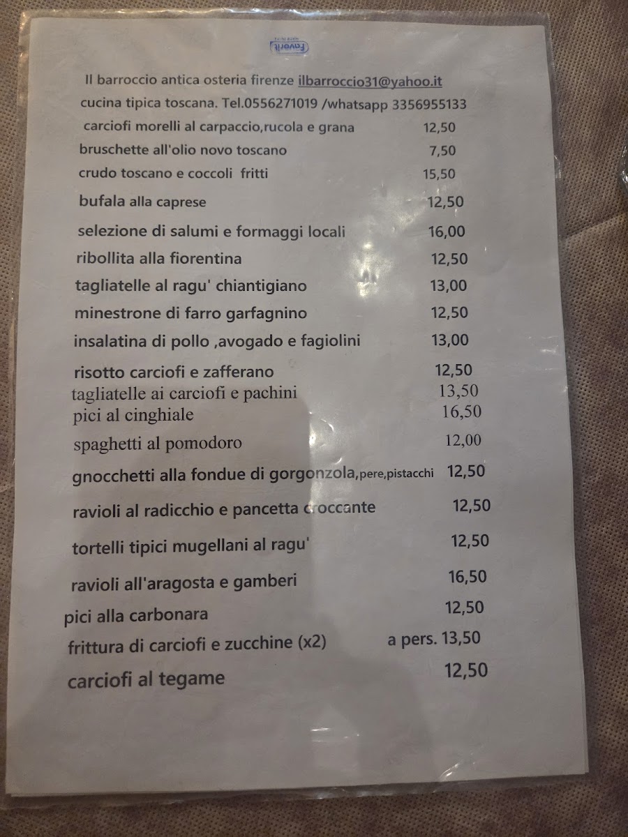 Il Barroccio Antica Osteria Photo Menu 3
