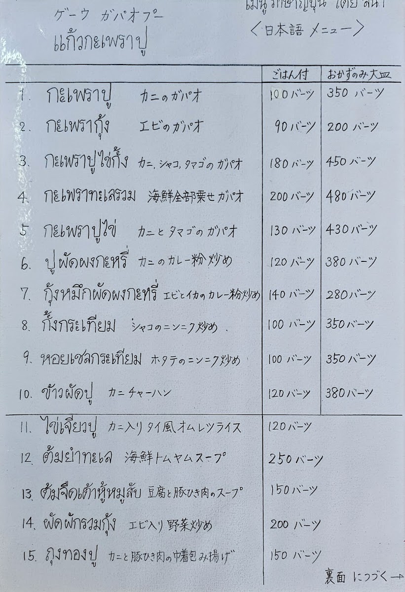 Kaew Kaphrao Pu Photo Menu 1