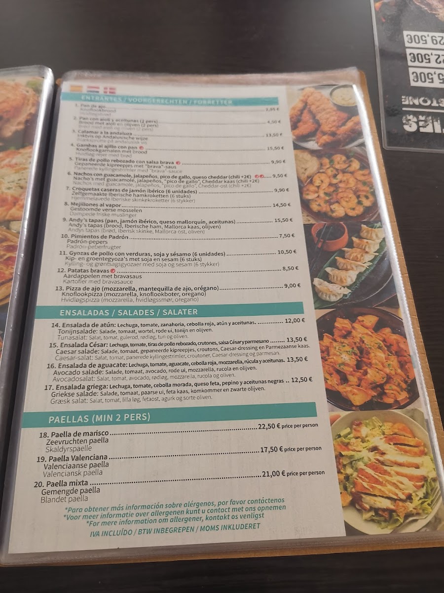 Andy's Bar Photo Menu 1