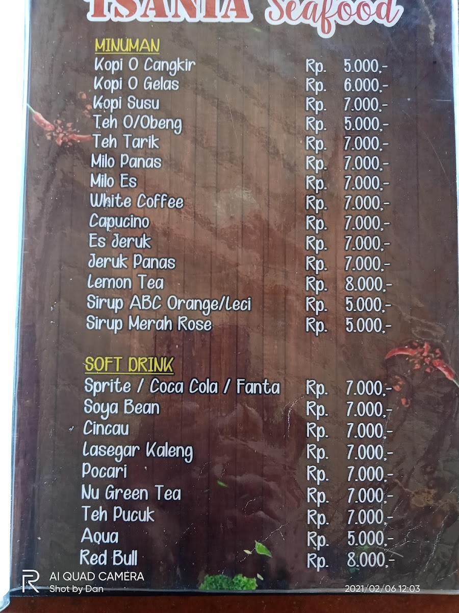 Tsania Seafood Photo Menu 2