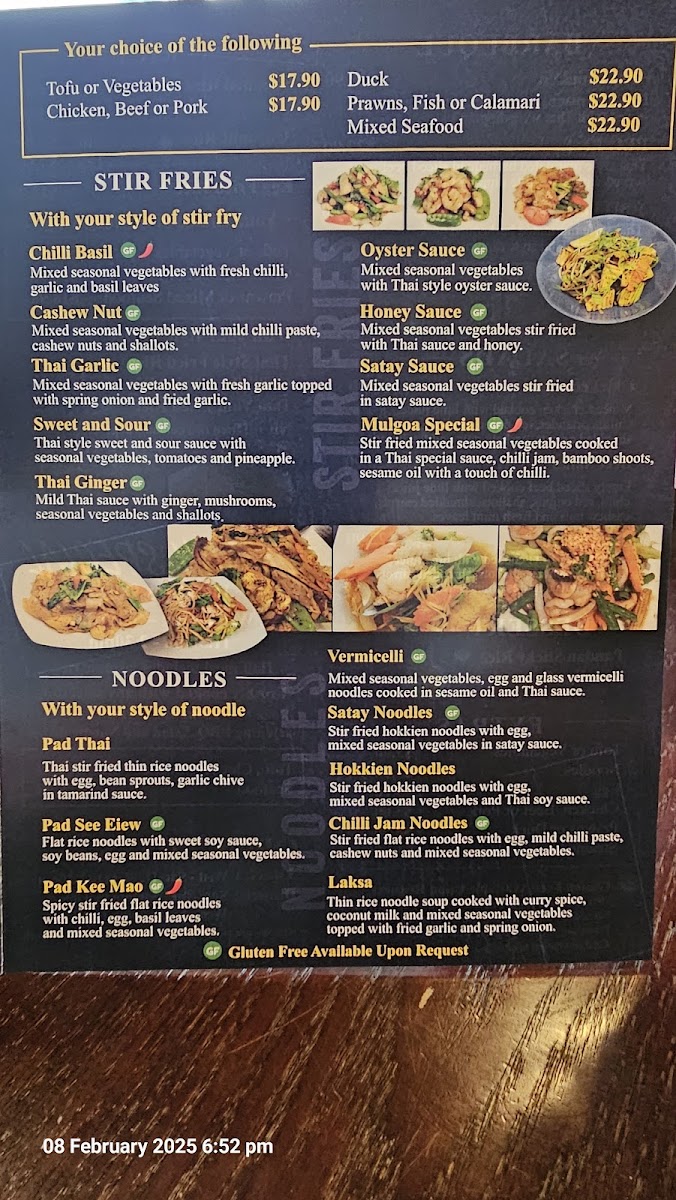 Mulgoa Thai Restaurant Photo Menu 2