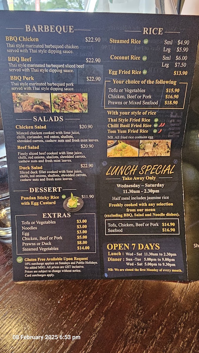 Mulgoa Thai Restaurant Photo Menu 3