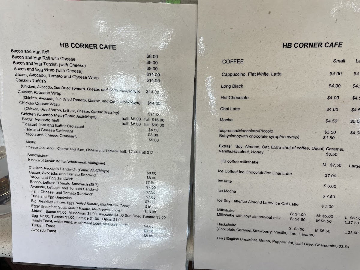 HB Coffee Shop Photo Menu 1