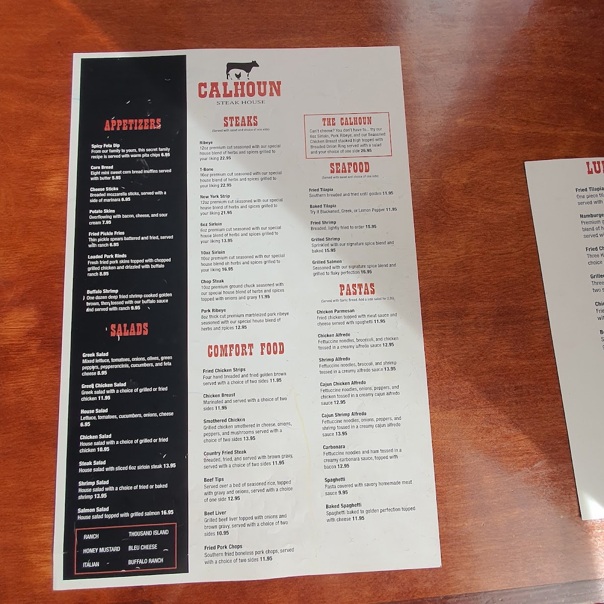 Calhoun Steakhouse Photo Menu 6