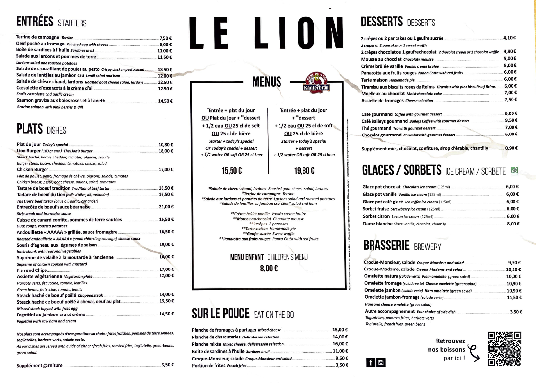 Le Lion Photo Menu 4
