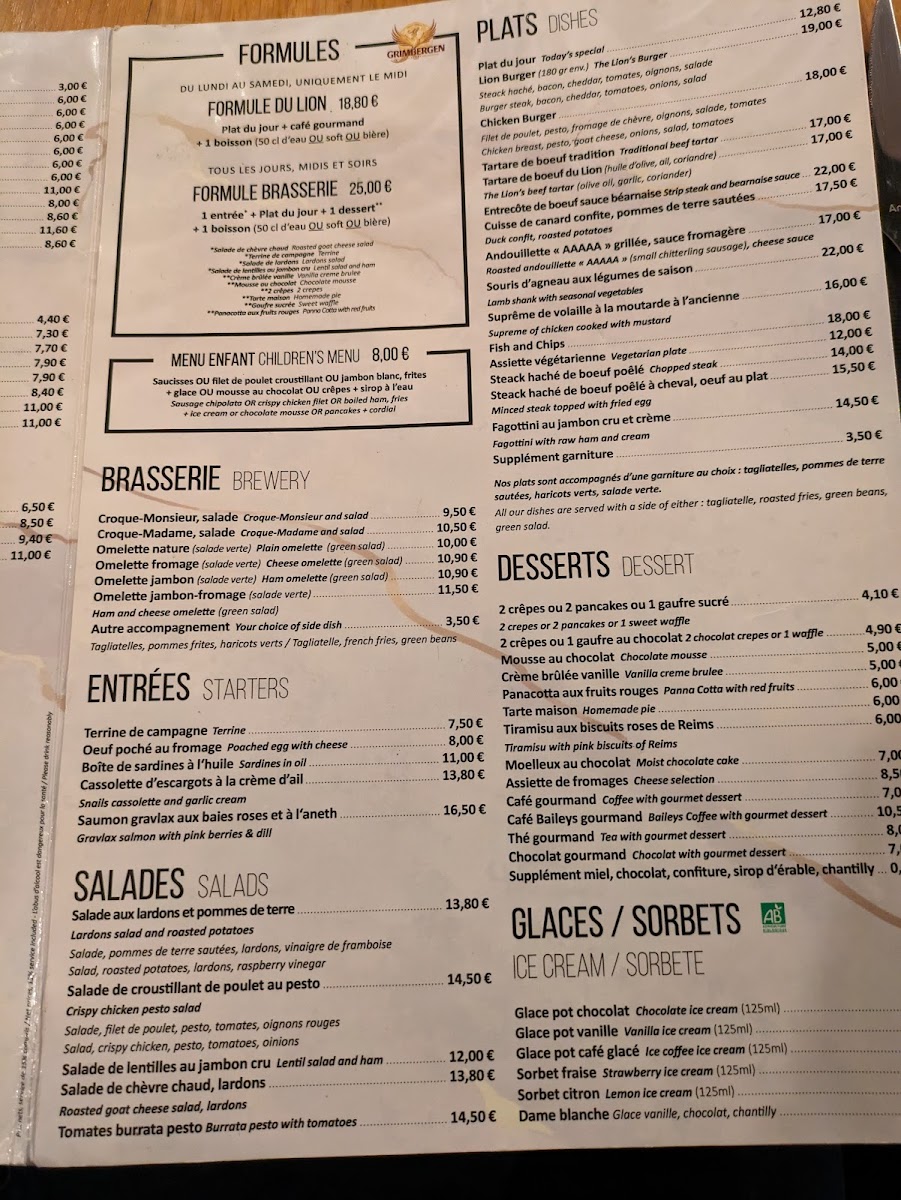 Le Lion Photo Menu 8