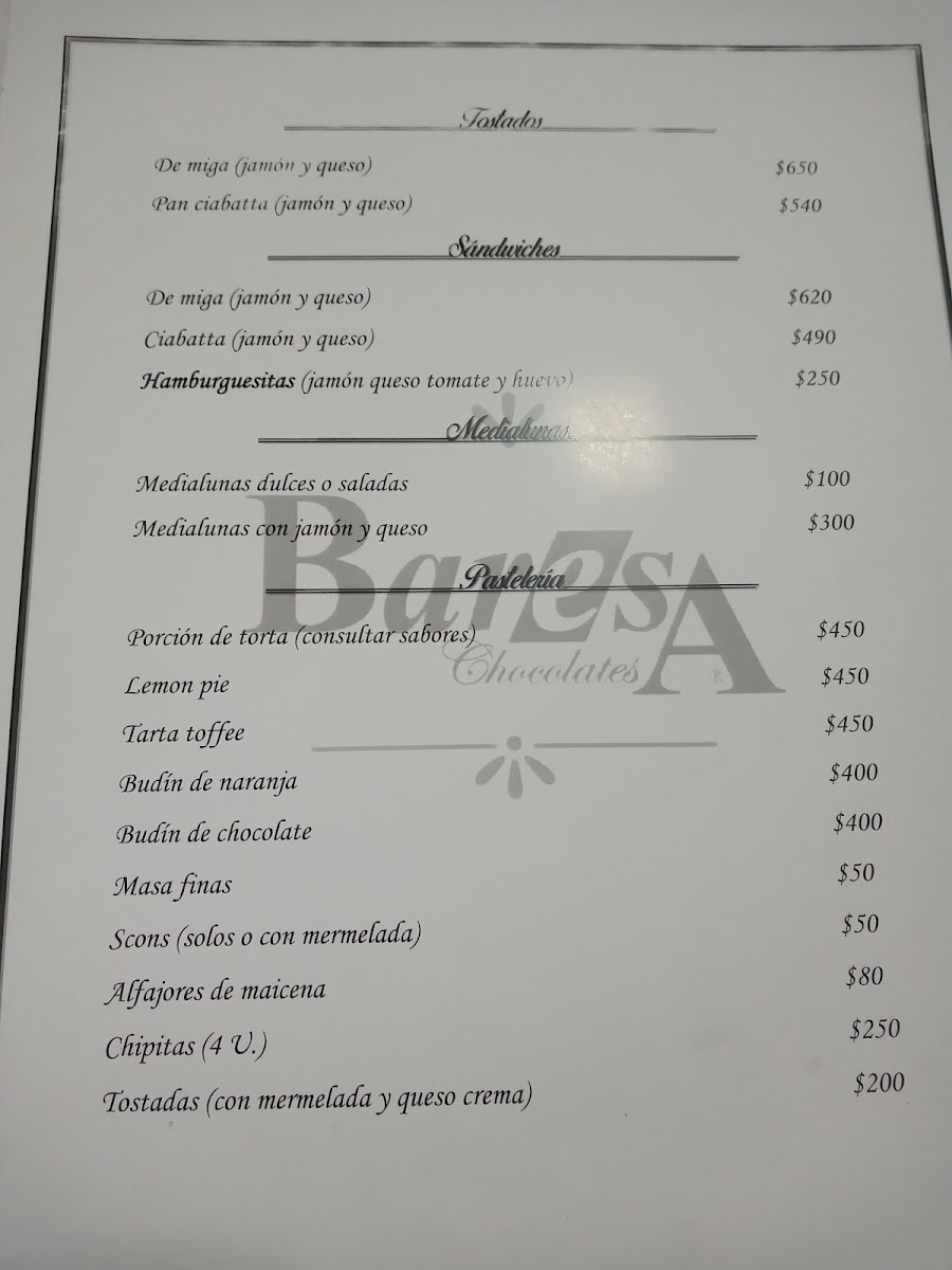 Baresa Photo Menu 2