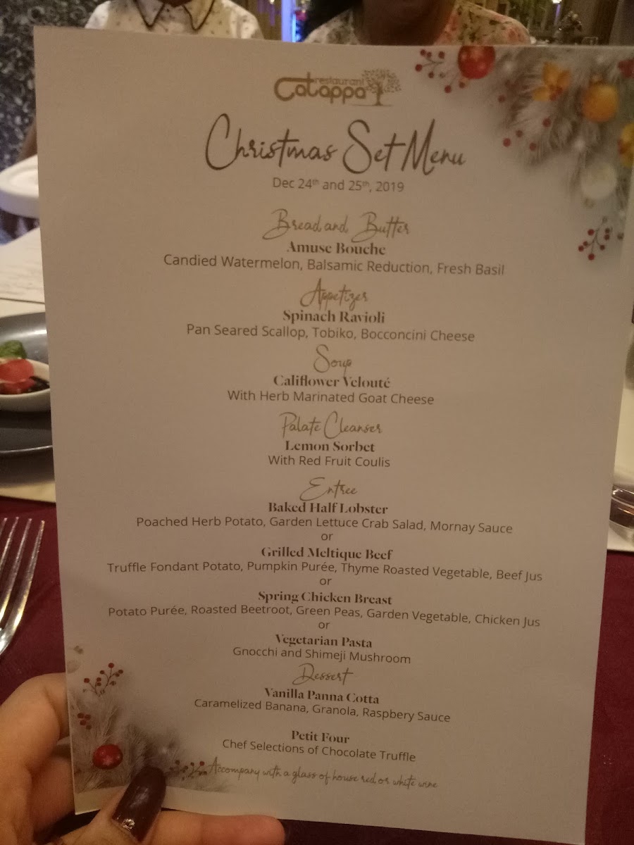 Catappa Restaurant Photo Menu 1