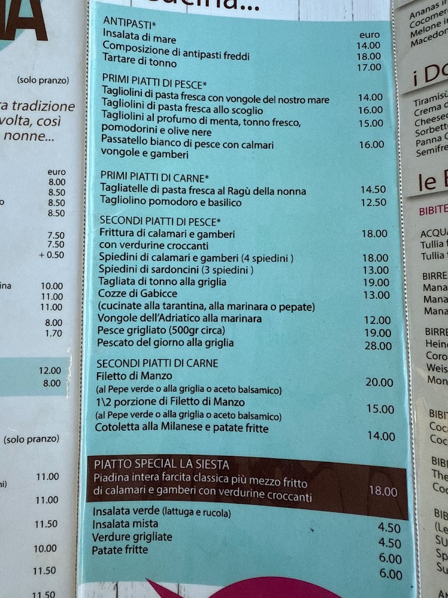 Ristorante La Siesta Photo Menu 2