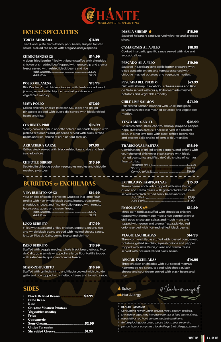 Chante Mexican Grill & Cantina Photo Menu 2