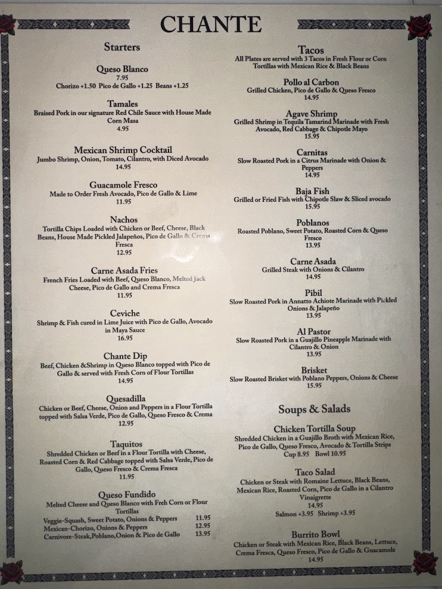 Chante Mexican Grill & Cantina Photo Menu 3