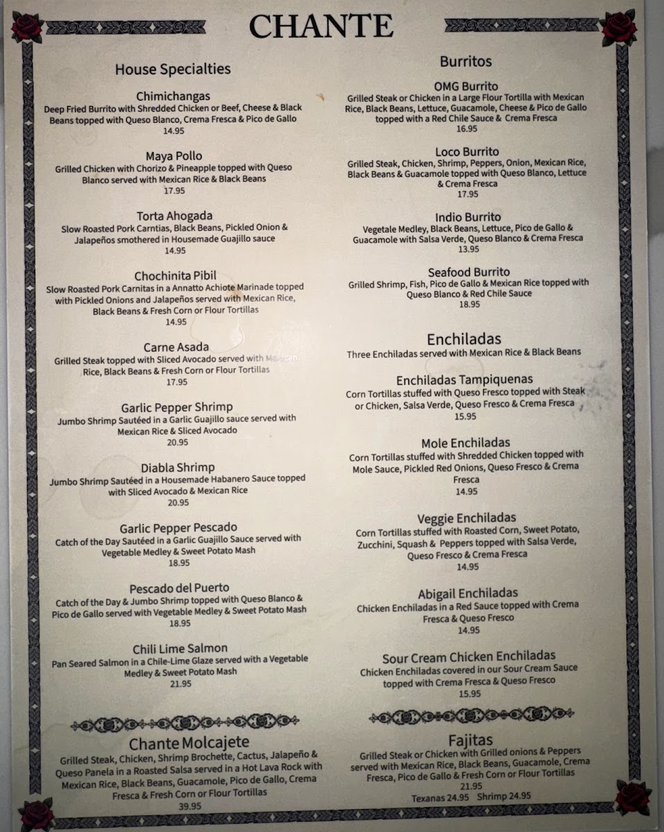 Chante Mexican Grill & Cantina Photo Menu 4