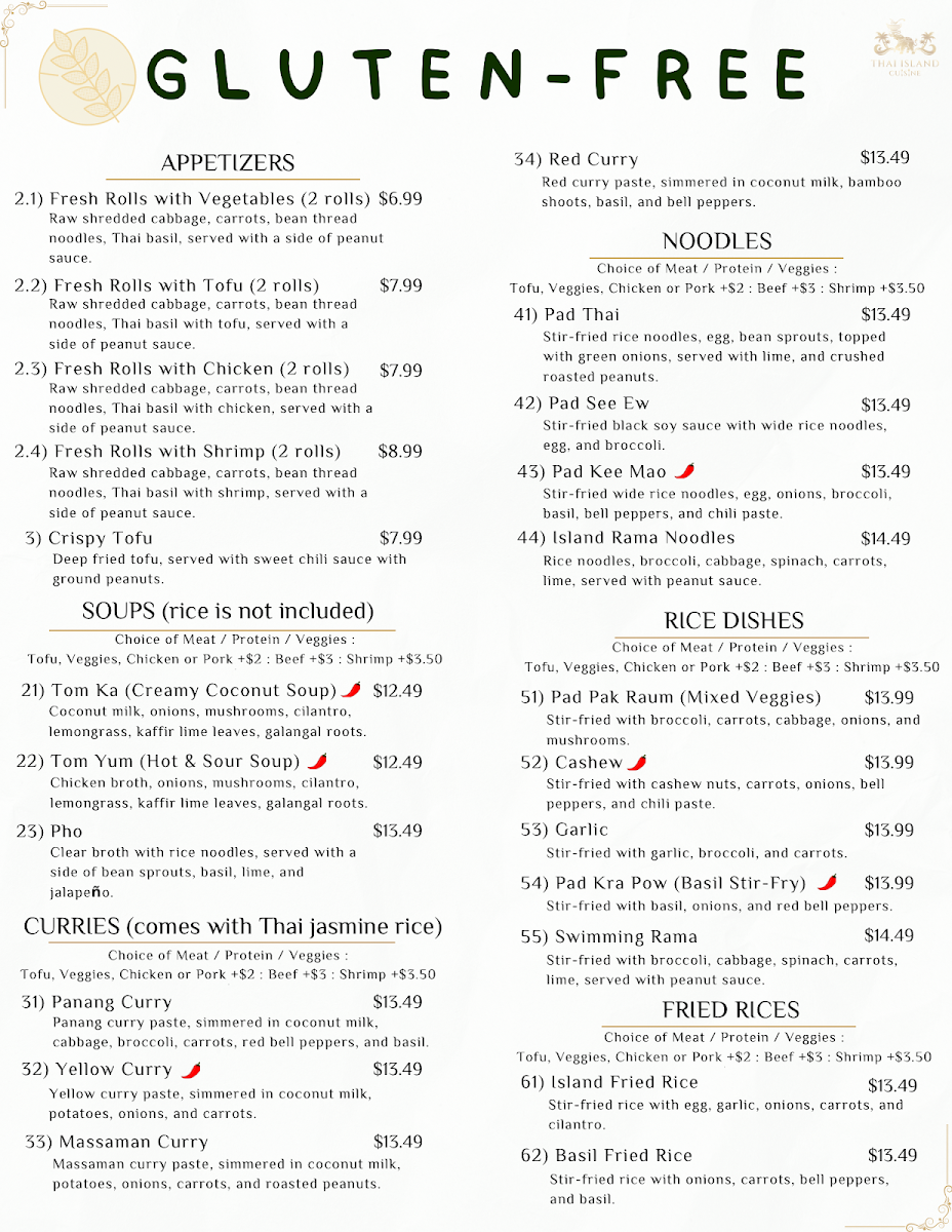 Thai Island Cuisine Photo Menu 1