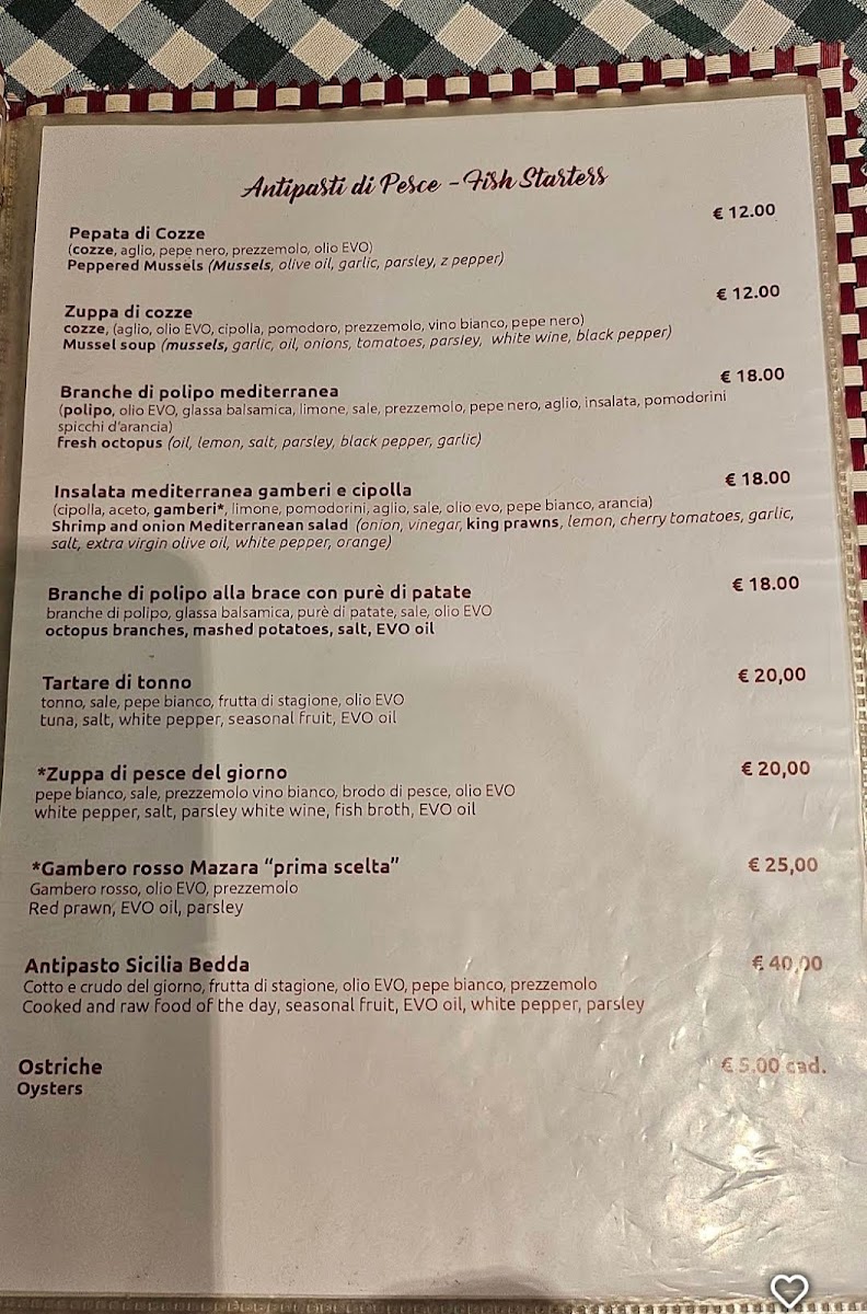 Da Lino Trattoria Sicilia Bedda Photo Menu 1