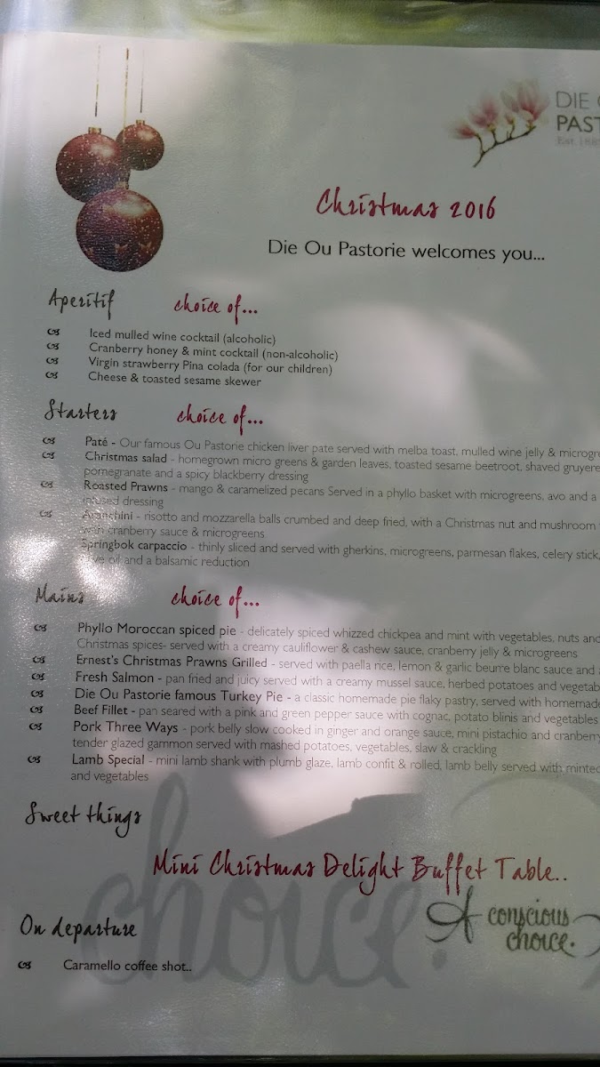 Die Ou Pastorie Photo Menu 2