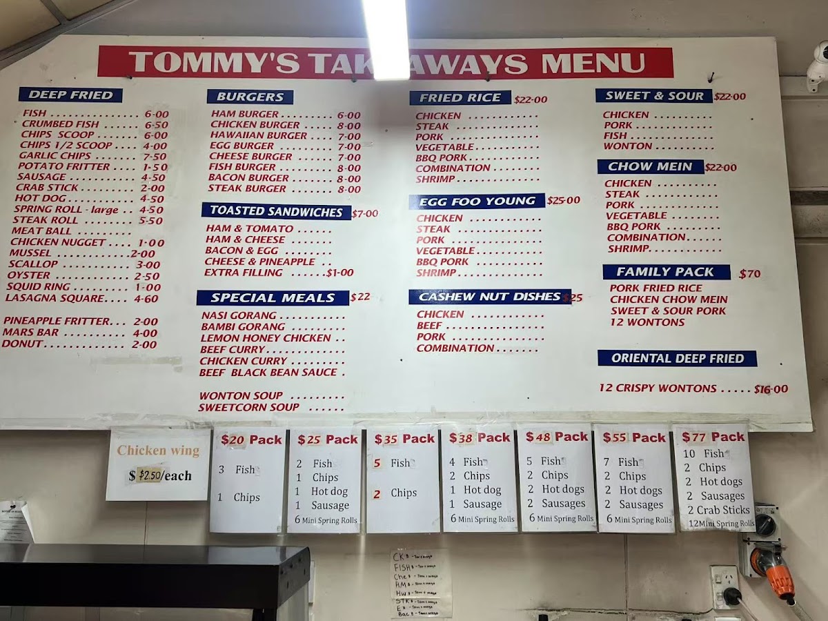 tommys takeaways Photo Menu 1