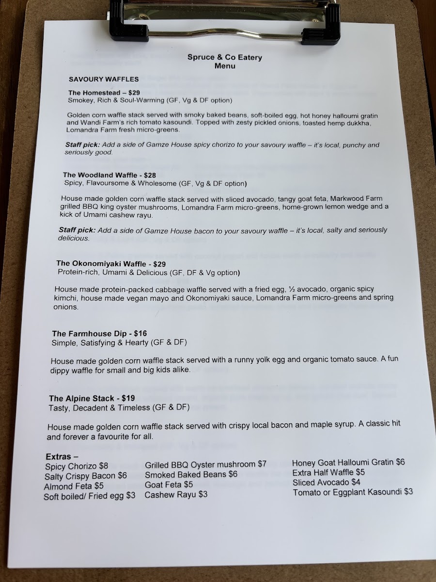 Spruce & Co Cafe Photo Menu 1