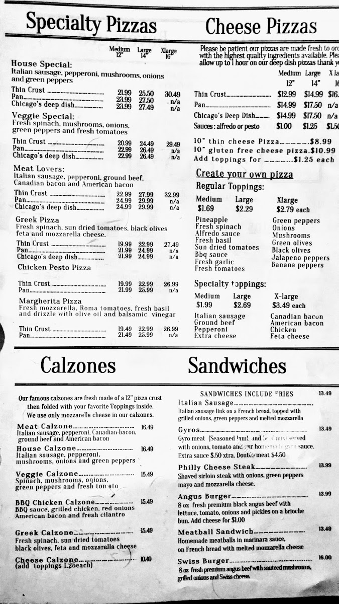 Chicago's Pizza Photo Menu 3