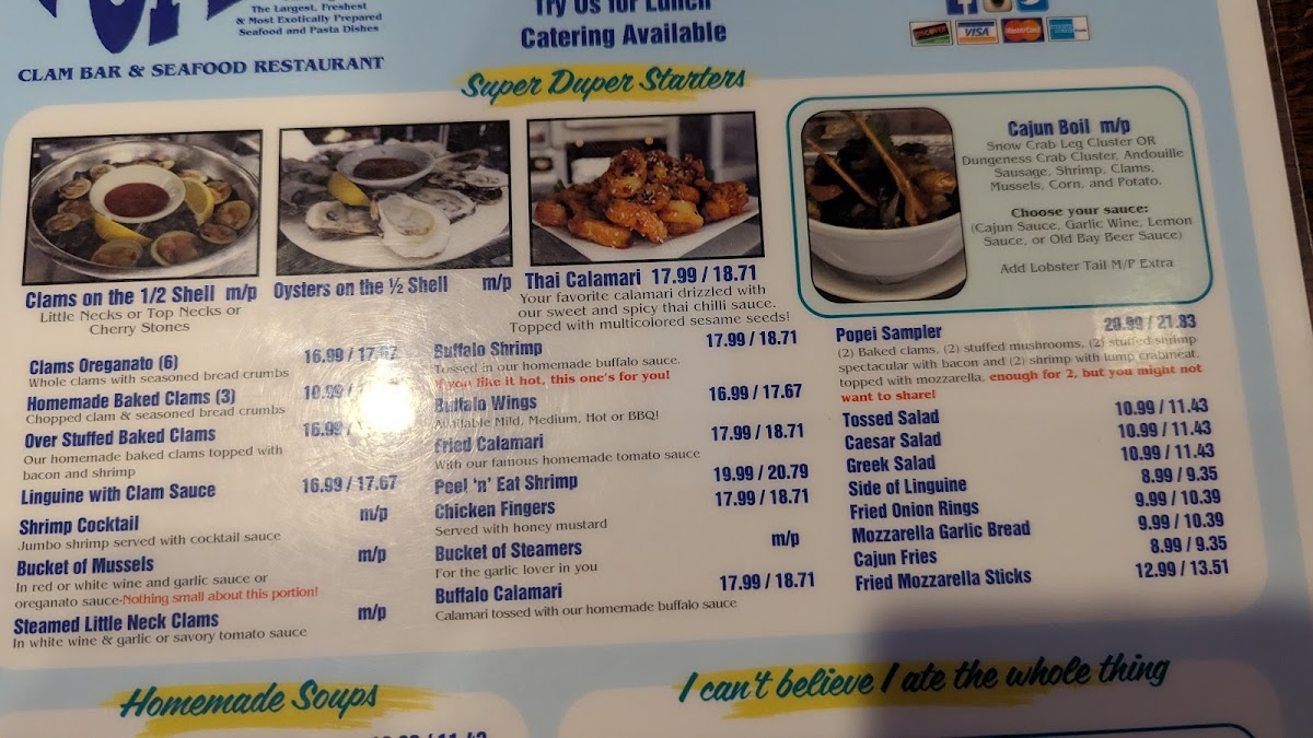 Popei's Clam Bar Photo Menu 2