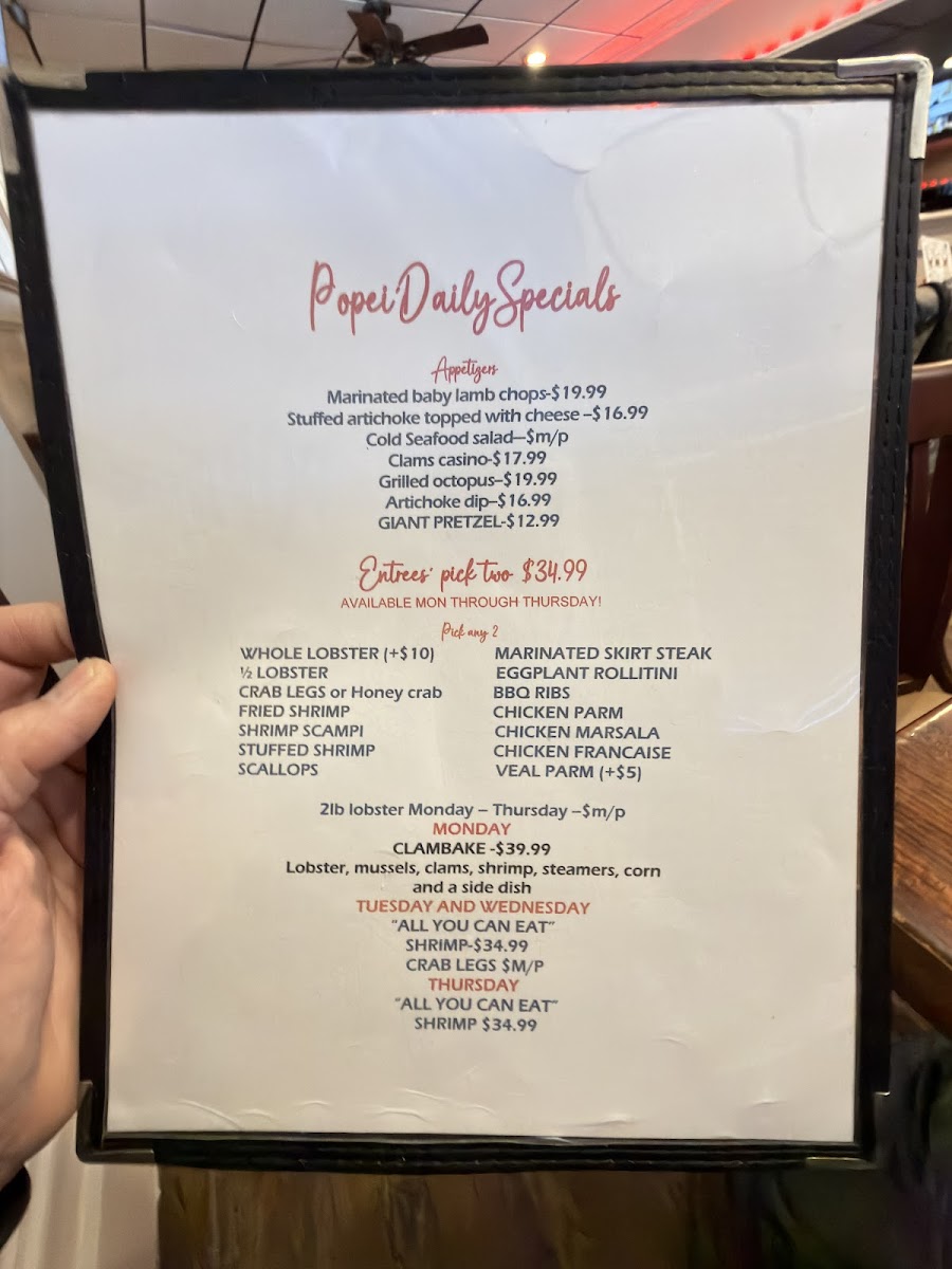 Popei's Clam Bar Photo Menu 5