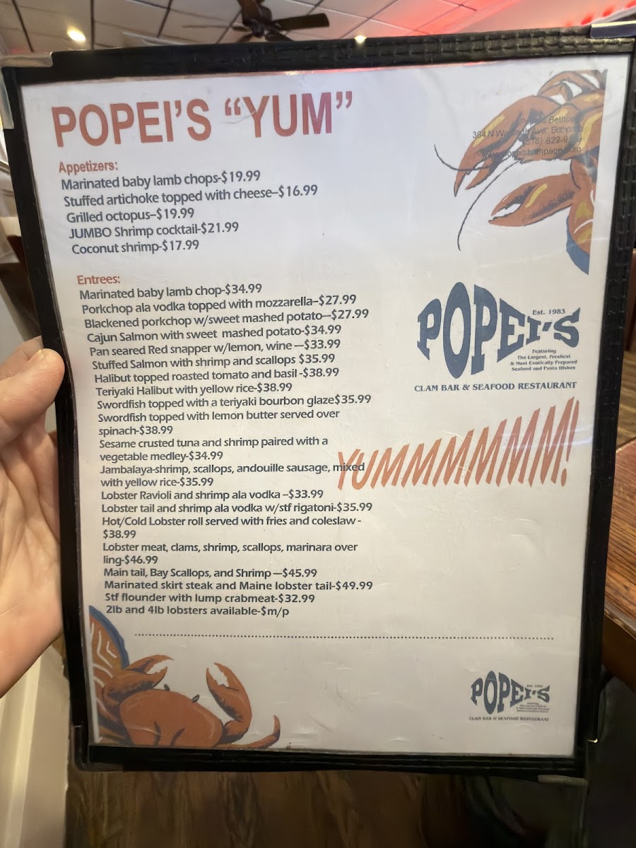 Popei's Clam Bar Photo Menu 8