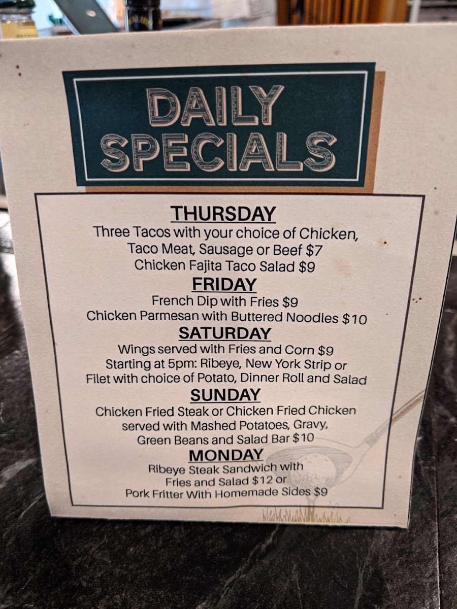Caddy Shack Photo Menu 2